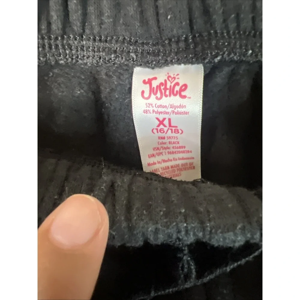 Justice Girls XL (16)  Black LOVE Rainbow Graphic Sweatshirt‎ & Jogger Pants Set